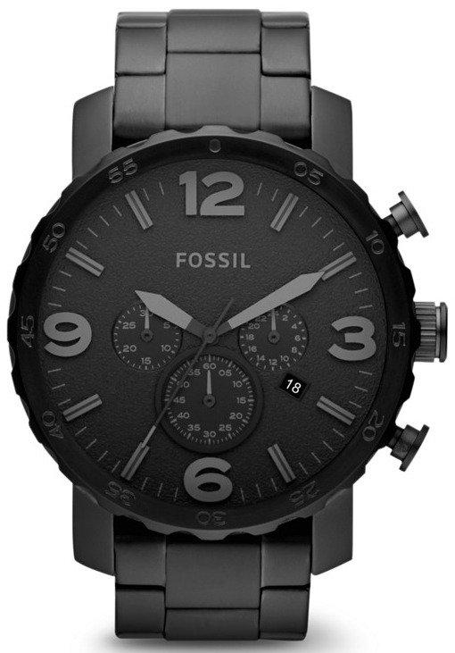 Fossil Nate Chronograph Black Dial Black Ion-plated Jr1401 Men’s Watch