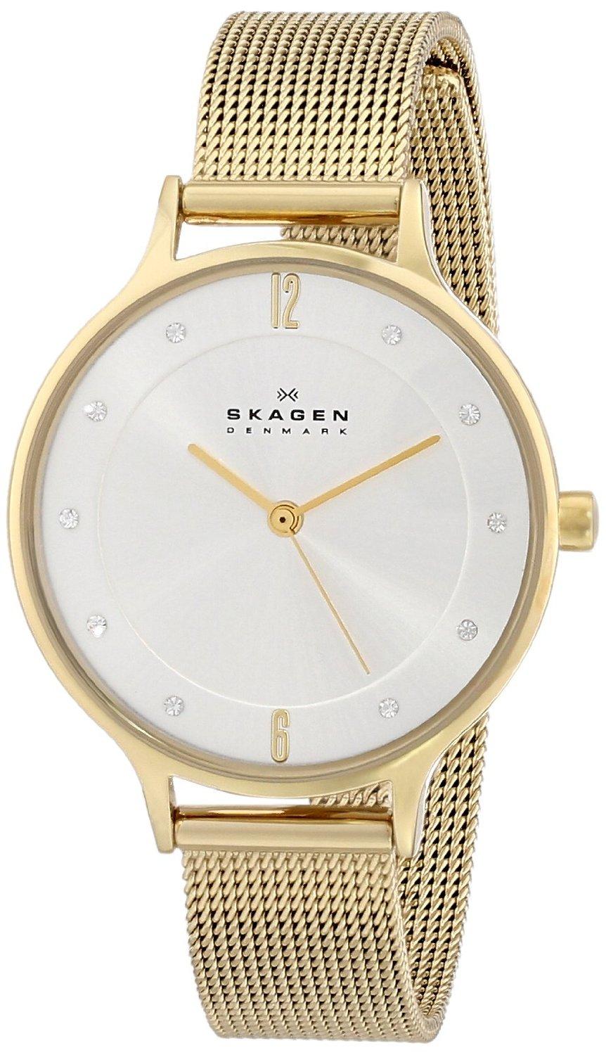 Skagen Anita Gold Tone Mesh Bracelet Crystallized Skw2150 Women's Watch