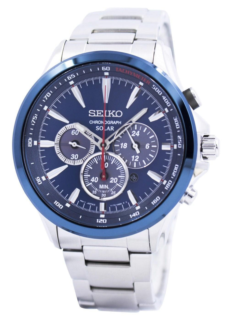 Seiko Solar Chronograph Tachymeter Scale Ssc495 Ssc495p1 Ssc495p Men's Watch