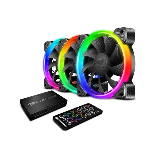 Cougar Hydraulic Vortex RGB HPB 120 mm Cooling Kit with Tri-Directional Lighting and Remote Control (3 pack)