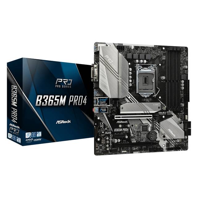 ASRock B365M PRO4 LGA1151/ Intel B365/ DDR4/ Quad CrossFireX/ SATA3&USB3.1/ M.2/ A&GbE/ MicroATX Motherboard