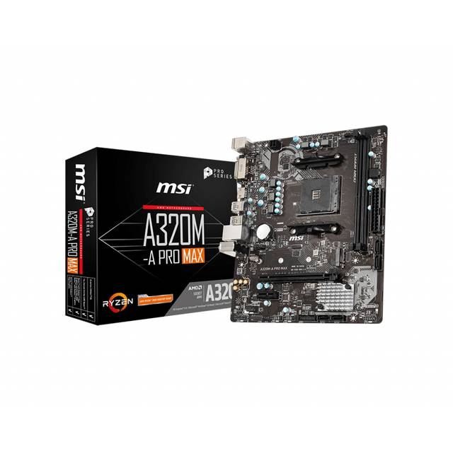 MSI A320M-A PRO MAX Socket AM4/ AMD A320/ DDR4/ SATA3&USB3.2/ M.2/ m-ATX Motherboard