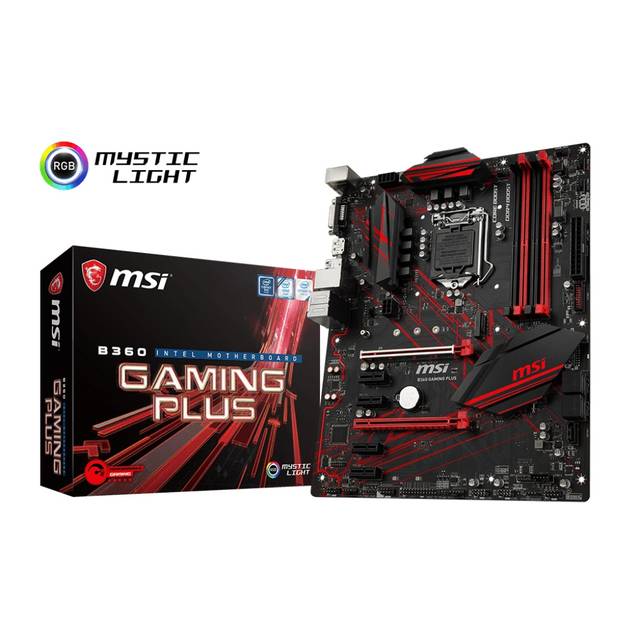 MSI B360 GAMING PLUS LGA1151/ Intel B360/ DDR4/ 2-Way CrossFireX/ SATA3&USB3.1/ M.2/ A&GbE/ ATX Motherboard