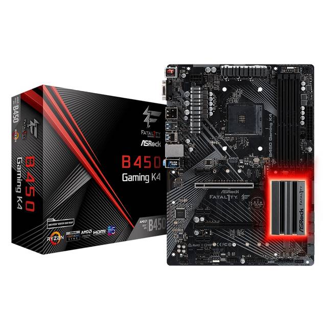 ASRock Fatal1ty B450 GAMING K4 Socket AM4/ AMD Promontory B450/ DDR4/ Quad CrossFireX/ SATA3&USB3.1/ M.2/ A&GbE/ ATX Motherboard