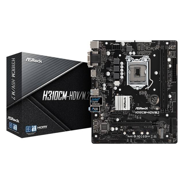 ASRock H310CM-HDV/M.2 LGA1151/ Intel H310/ DDR4/ SATA3&USB3.1/ M.2/ A&GbE/ D-Sub/DVI-D/HDMI Micro ATX Motherboard