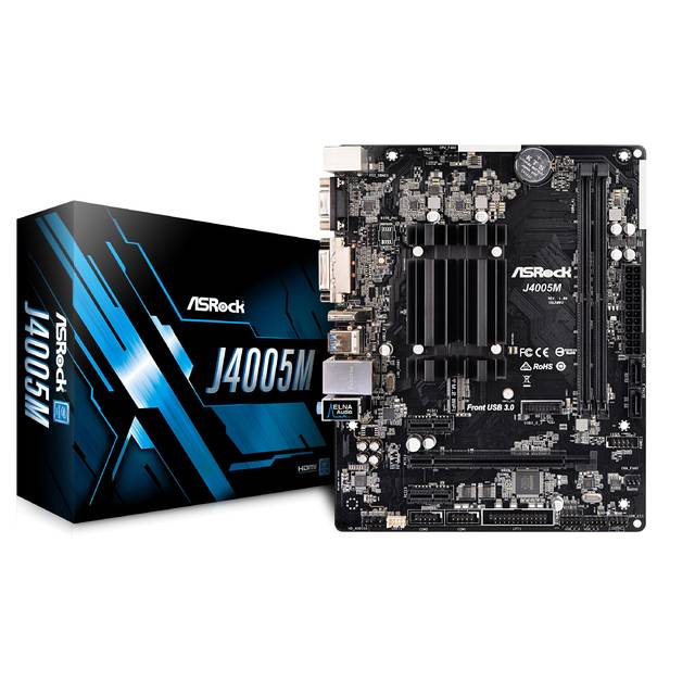 ASRock J4005M Intel J4005 2.7GHz/ DDR4/ SATA3&USB3.1/ M.2/ A&V&GbE/ MicroATX Motherboard & CPU Combo