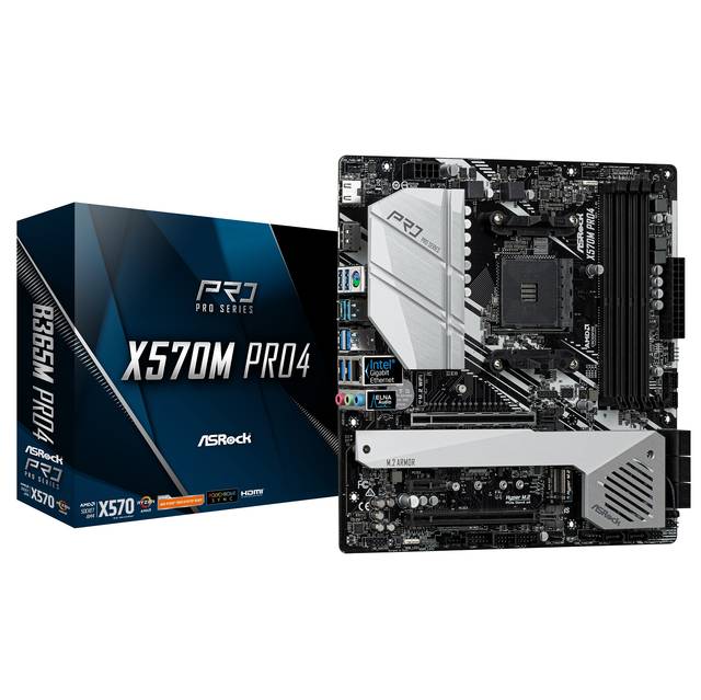 ASRock X570M PRO4 Socket AM4/ AMD X570/ Quad CrossFireX/ DDR4/ PCIE 4.0/ SATA3&USB3.2/ M.2/ A&GbE/ HDMI/ DP/ Micro ATX Motherboard