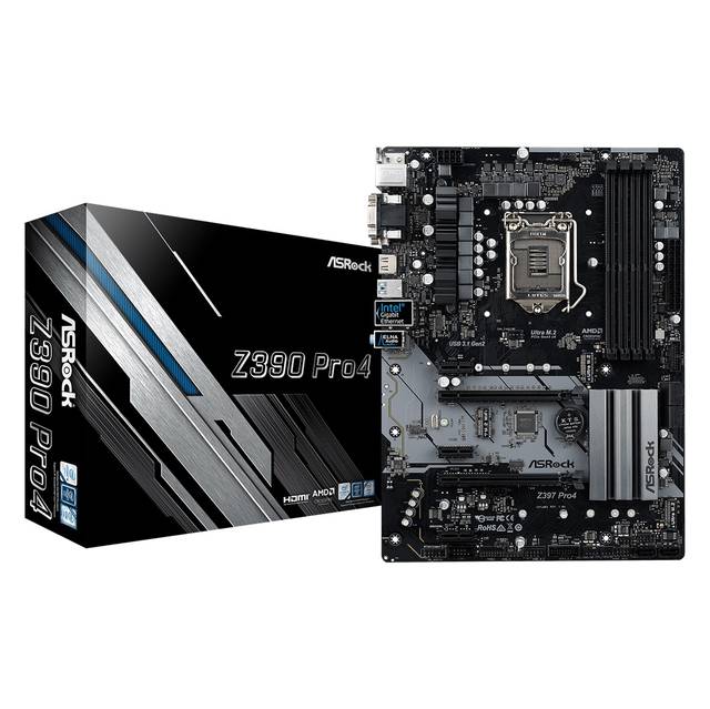 ASRock Z390 PRO4 LGA1151/ Intel Z390/ DDR4/ Quad CrossFireX/ SATA3&USB3.1/ M.2/ A&GbE/ ATX Motherboard