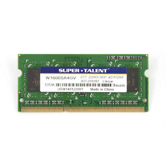 Super Talent DDR3-1600 SODIMM 4GB/512x8 CL11 Notebook Memory