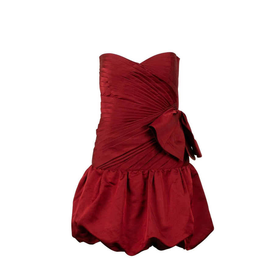 Silk Strapless Formal Dress - Red