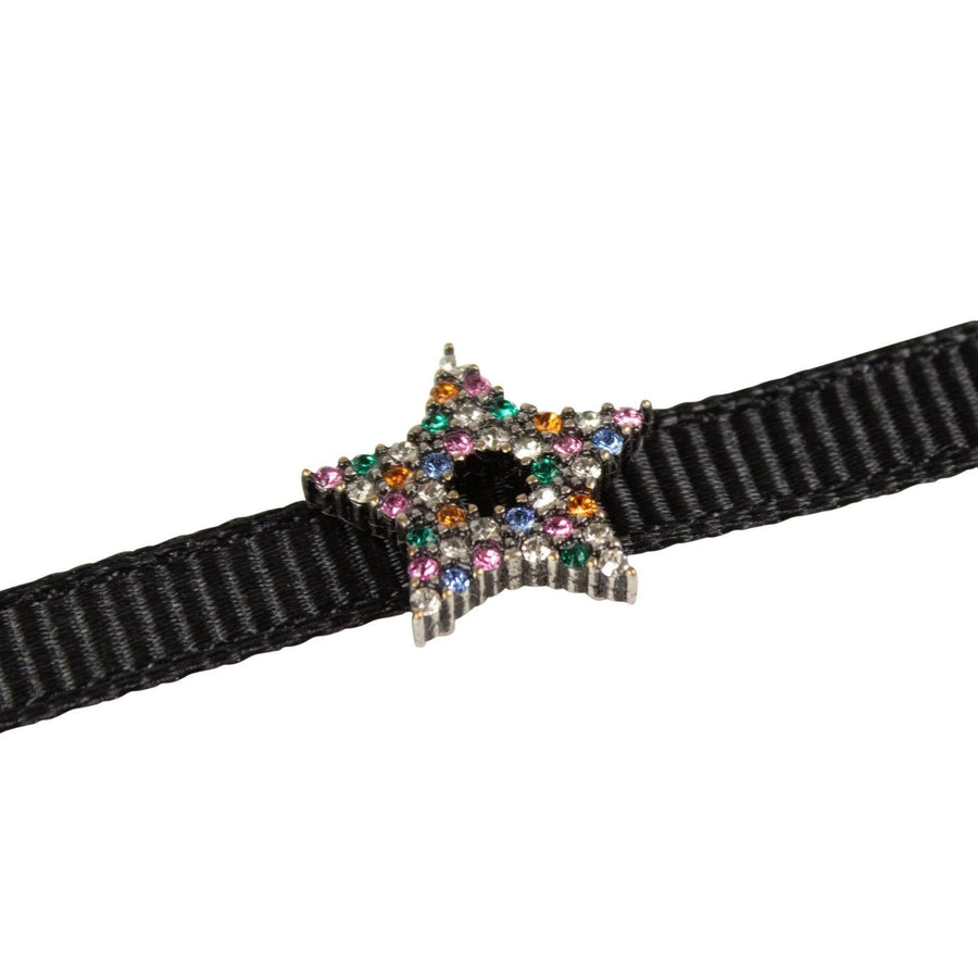 Black Ribbon Star Strass Choker Necklace