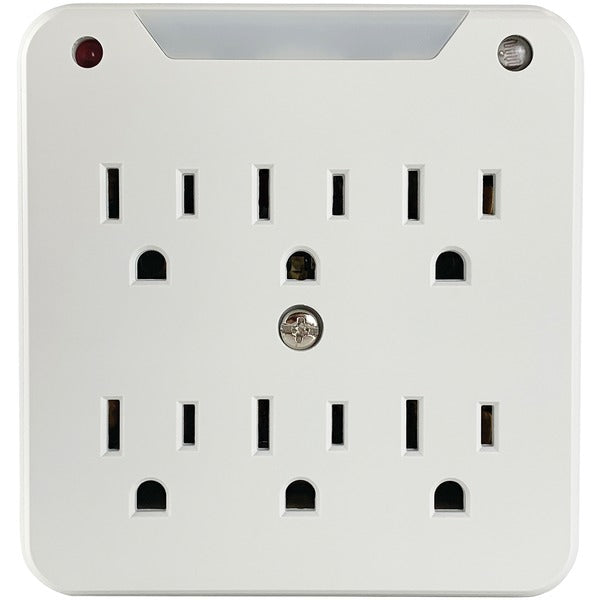 Surge Pro 6-Outlet Surge-Suppression Night-Light Wall Tap