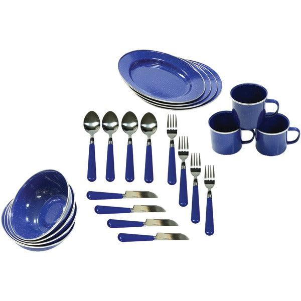 Enamel Camping 24-Piece Tableware Set