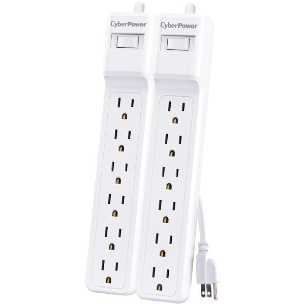 MP1073SS 2-Pack of Essential Surge-Protector 6-Outlet Power Strips, 2-Foot Cord