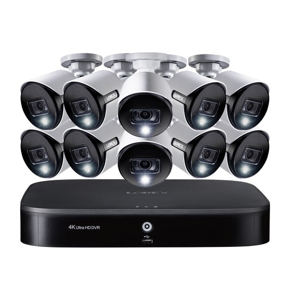 4K Ultra HD 16-Channel Security System with 2 TB DVR and Ten 4K Ultra HD Bullet Security Cameras with Color Night Vision(TM), Active Deterrence, and Smart Home Voice Control