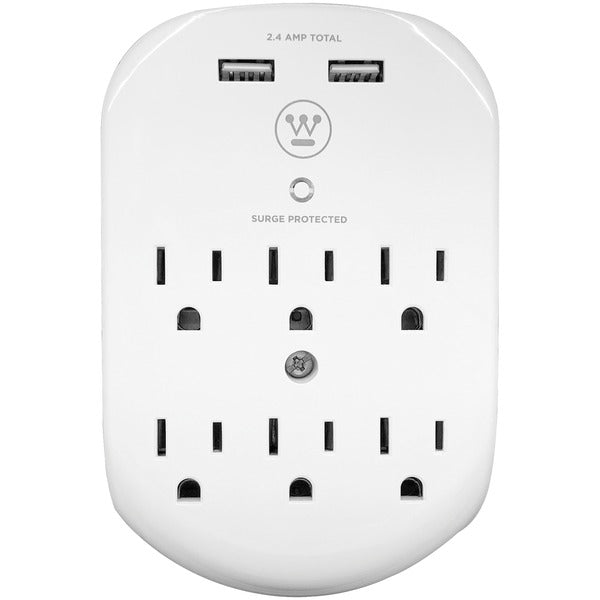 Sure Series Wall Surge 6 Wall Tap with 2 USB Ports