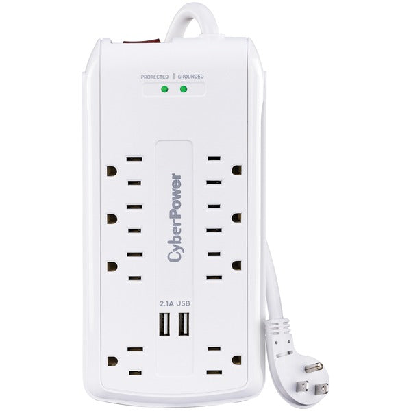 P806U Home Office Surge-Protector 8-Outlet Power Strip with 2 USB Ports, 6-Foot Cord