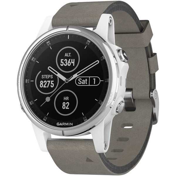 fenix(R) 5S Plus, Sapphire/White with Gray Suede Band