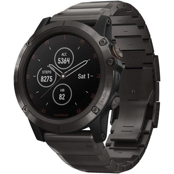 fenix(R) 5X Plus, Sapphire/Carbon Gray DLC Titanium with DLC Titanium Band