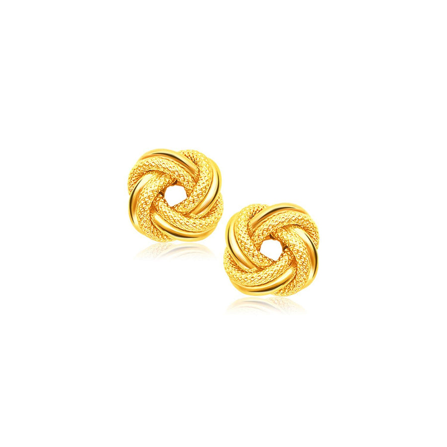 14k Yellow Gold Intertwined Love Knot Stud Earrings