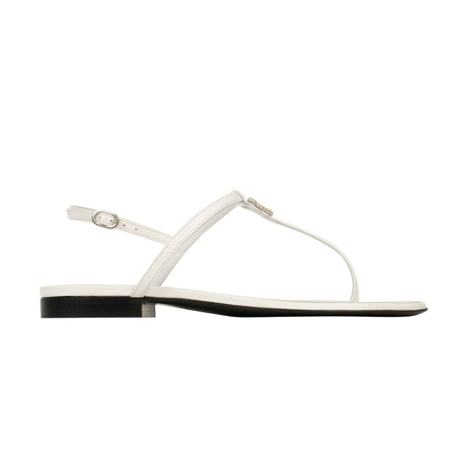 Leather Logo Thong Sandals - White