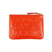 Leather Letter Embossed Wallet Pouch - Red Orange