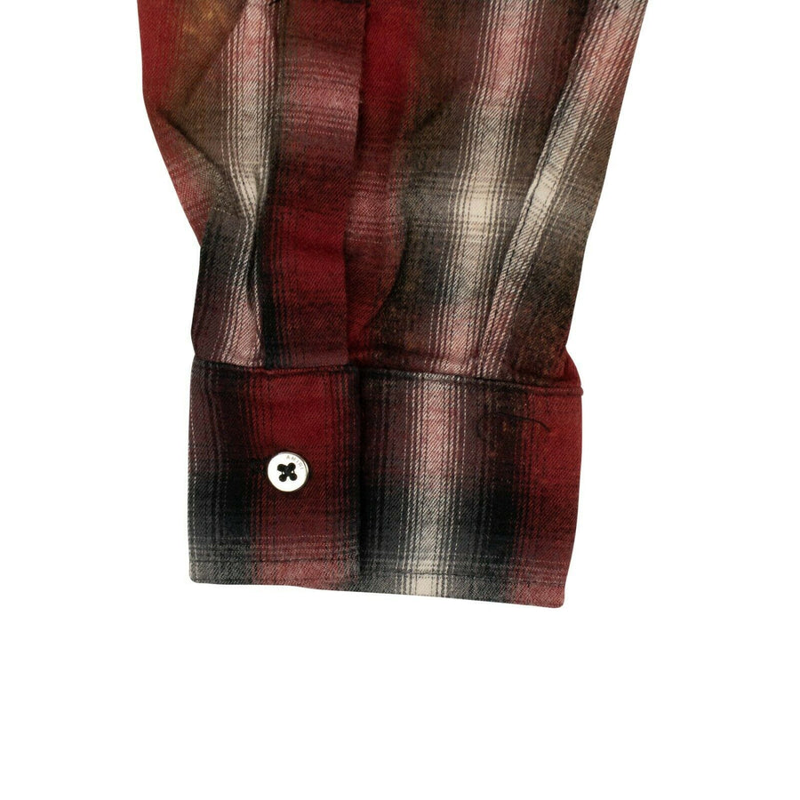 Spray Plaid Button Down Shirt - Red