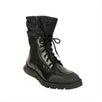 Leather Oblique Canvas Combat Boots - Black