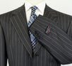 Striped Wool 3 Button Suit - Gray