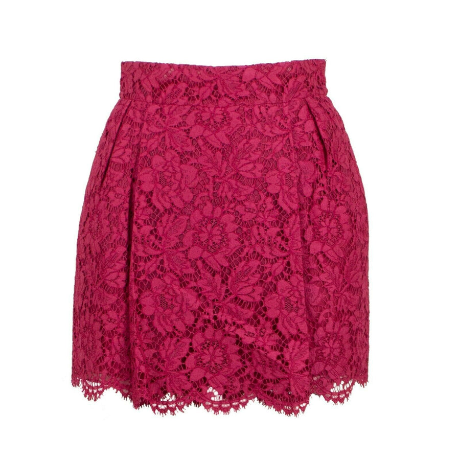 Lace Pleated Skirt - Fuchsia