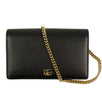 GG Marmont Leather Mini Chain Shoulder Bag - Black