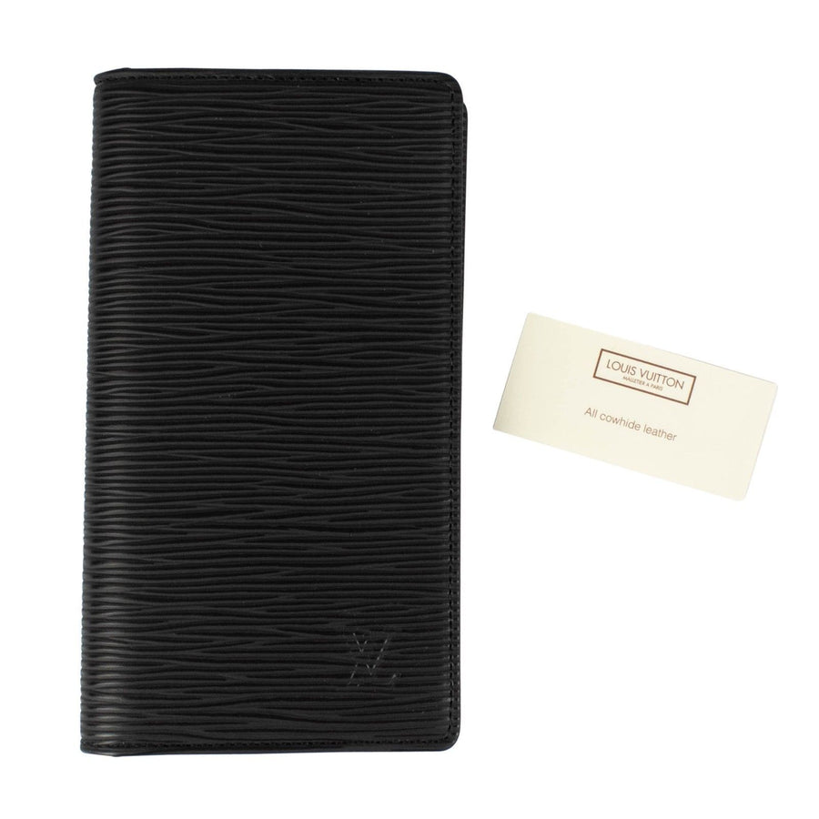 Pocket Epi Leather Agenda Cover Wallet - Black