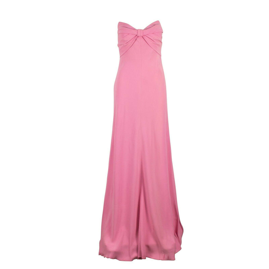 Strapless Silk Long Dress Gown - Pink