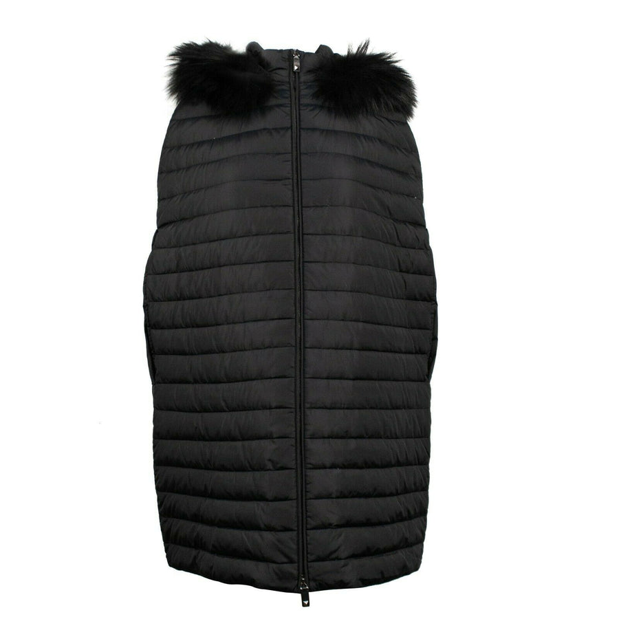 Puffer Cape Fur Collar Coat - Black