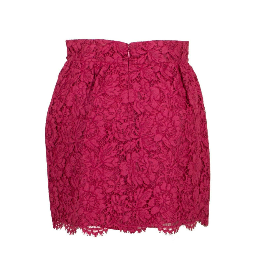 Lace Pleated Skirt - Fuchsia