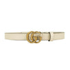 Leather Double G Skinny Belt - White