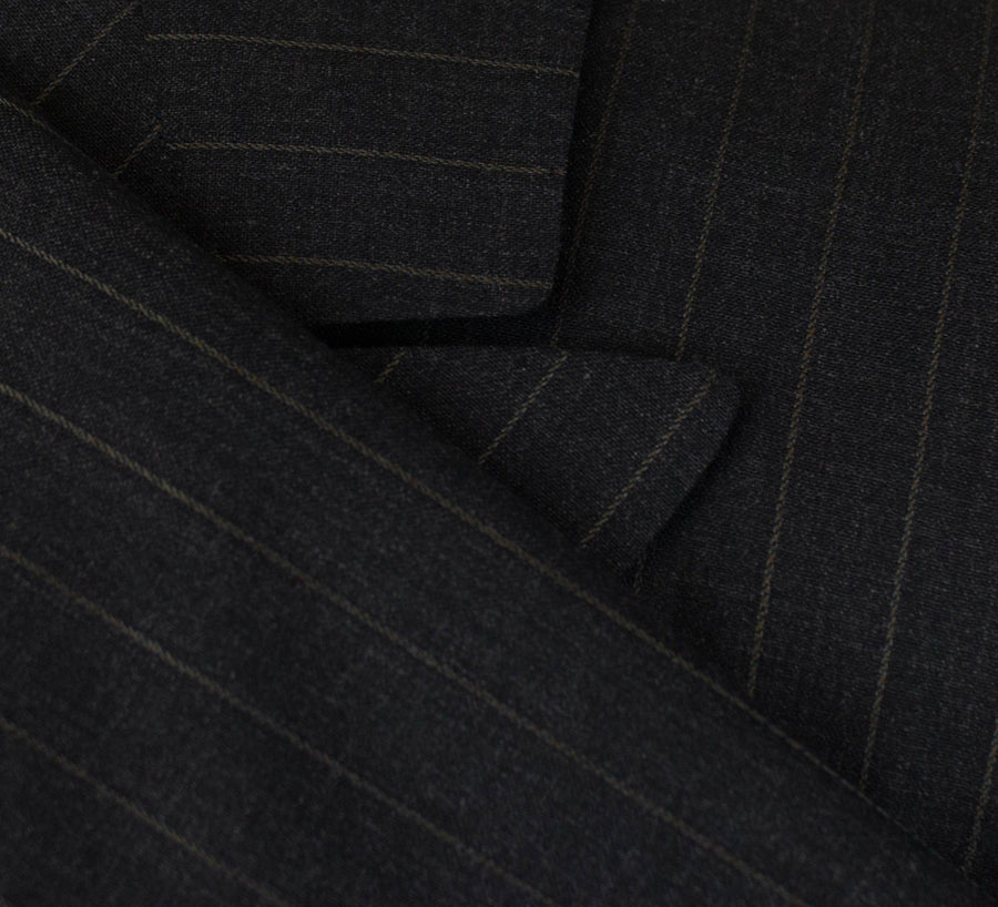 Striped Wool Double Breasted Suit - Gray