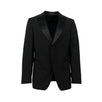 Wool Two Button Tuxedo Suit - Black