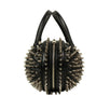 Leather Mini 'Tifosa' Silver Studded Ball Shoulder Bag - Black