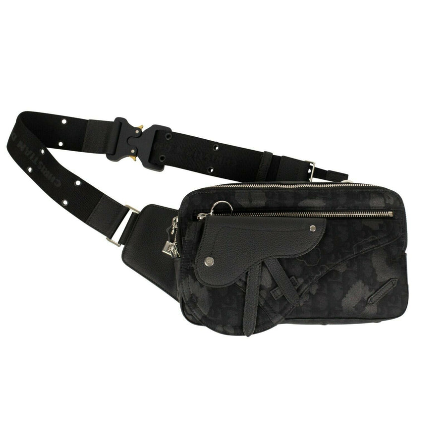 Logo Saddle Pouch Bag - Black