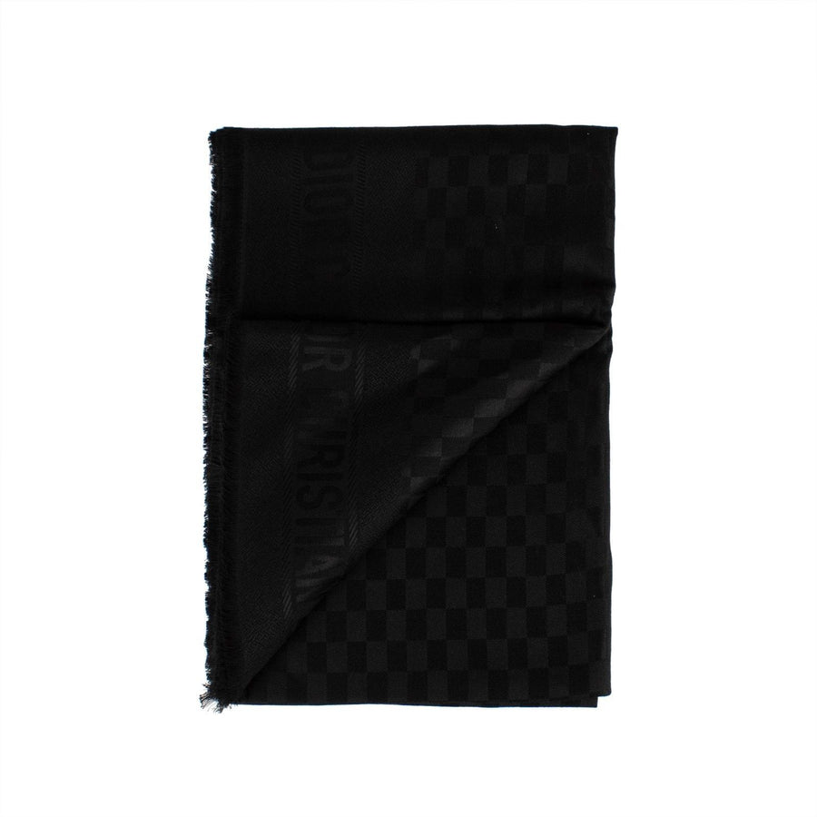 D-Check Silk-Wool Scarf - Black