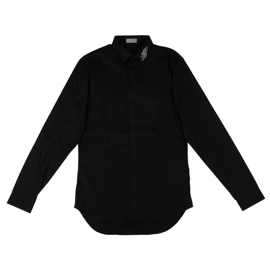 Tribal Cotton Dress Shirt - Black