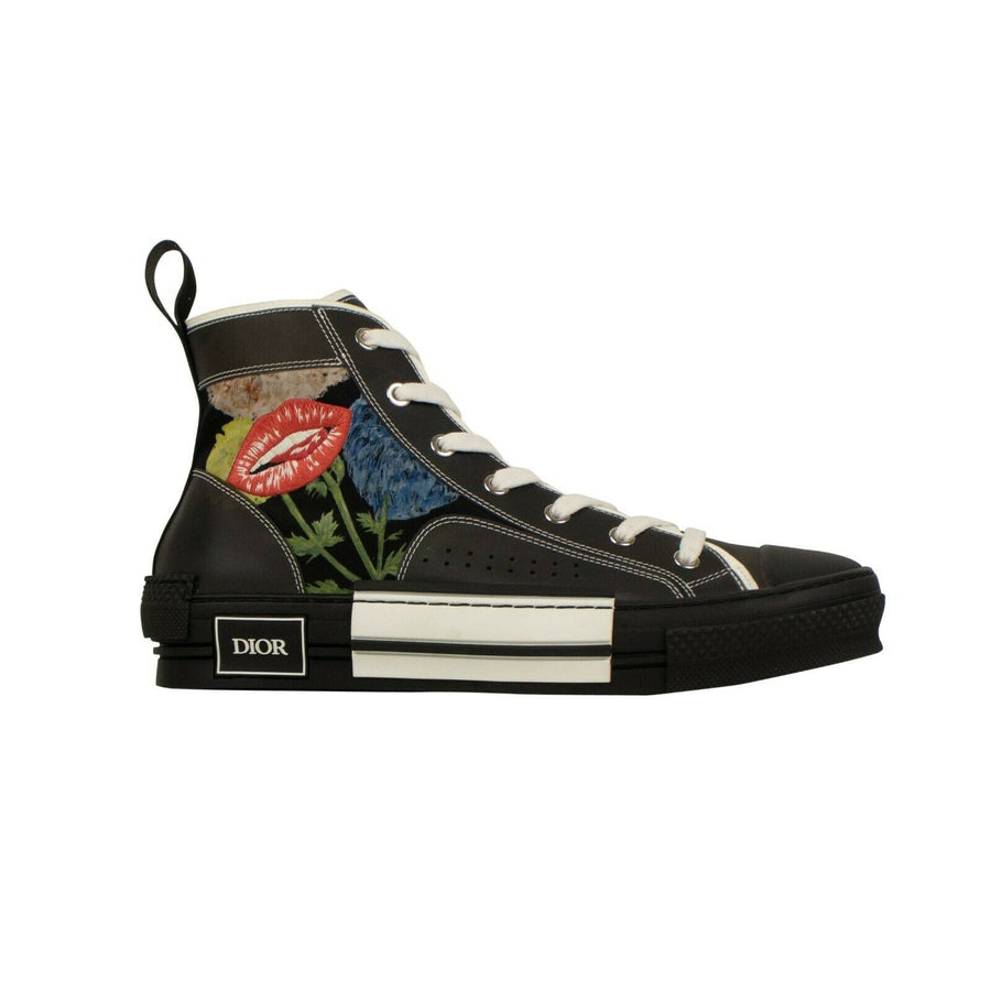 Leather 'B23' Floral High Top Sneakers - Black