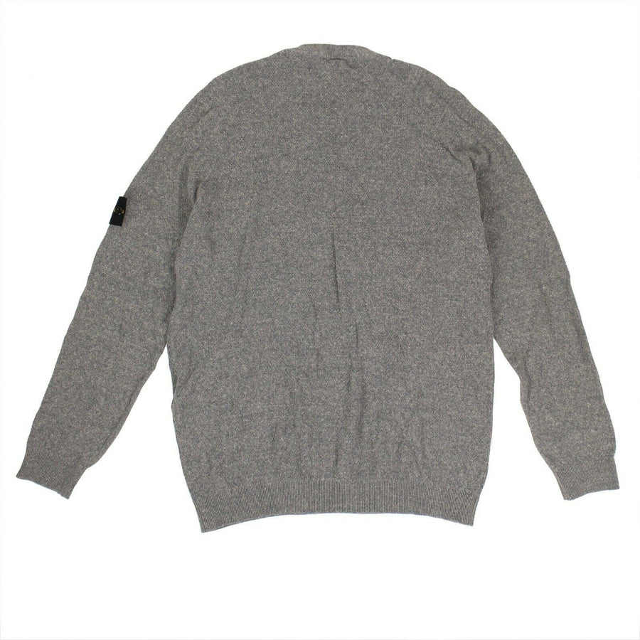 Linen Blend Pull-Over Crew Neck Sweater - Gray