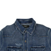 Denim Destroyed Button Down Shirt - Dark Blue