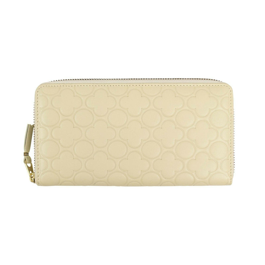 Leather Clover Embossed Wallet - Ivory