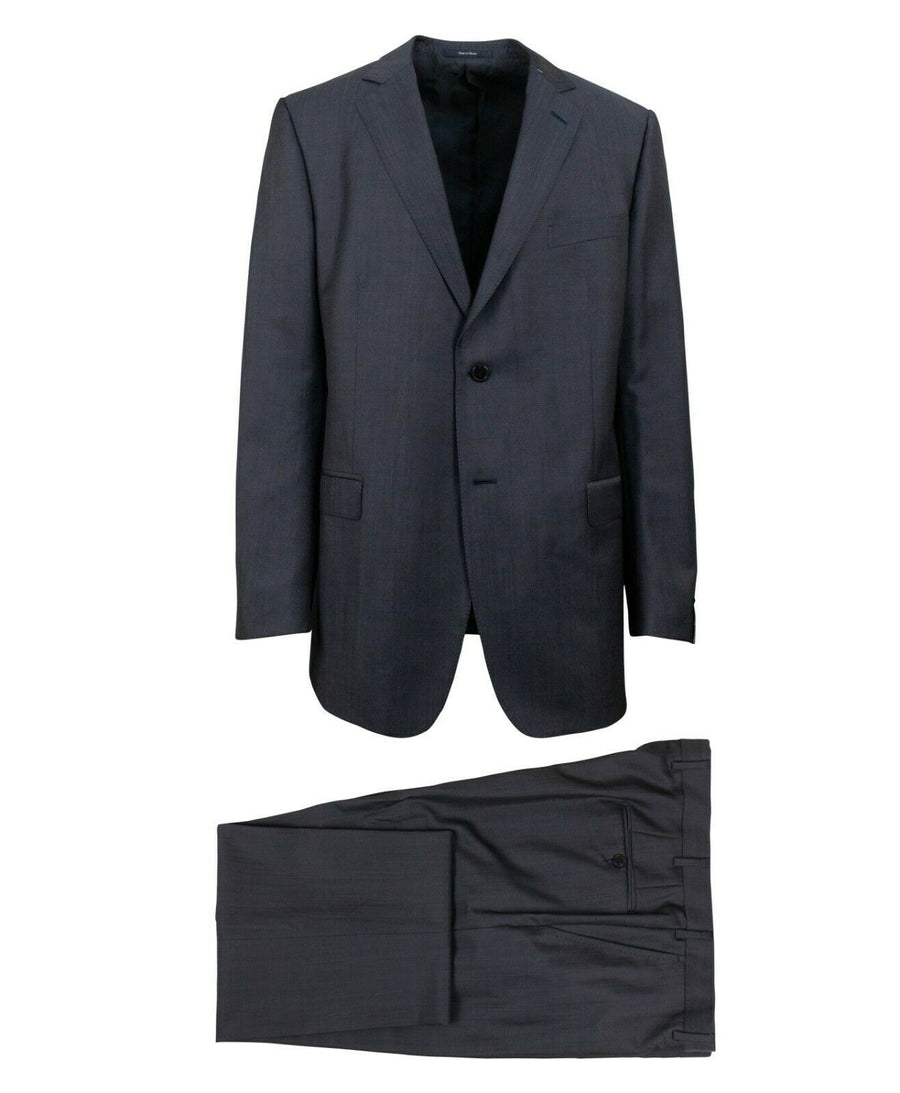 Wool Blend Two Button Suit - Blue