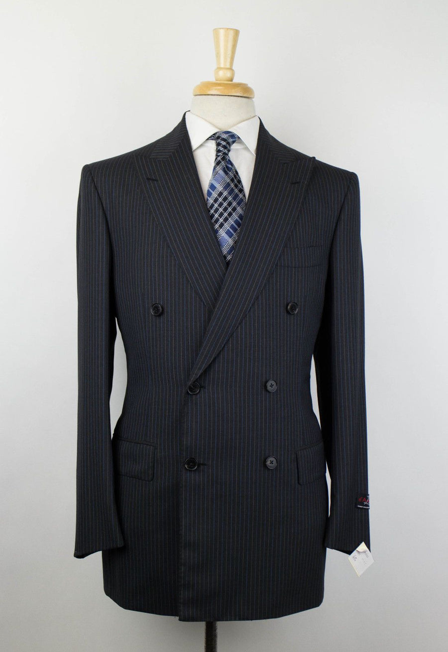 Drop 7 Striped Wool Double Breasted Suit - Gray