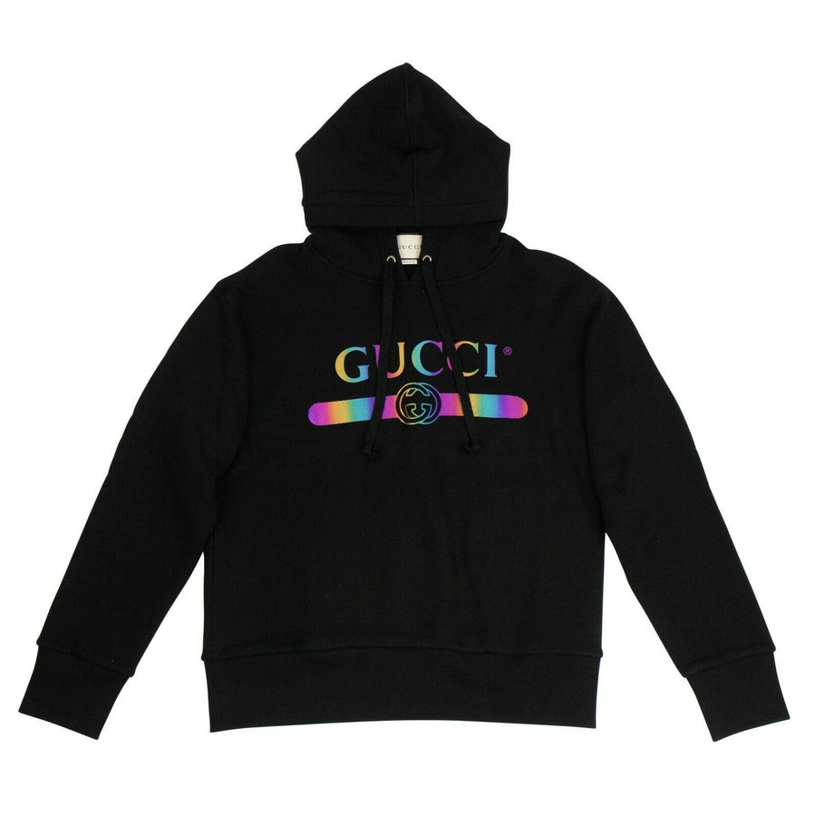 Cotton Logo Pullover Hooded Sweatshirt - Black / Multi