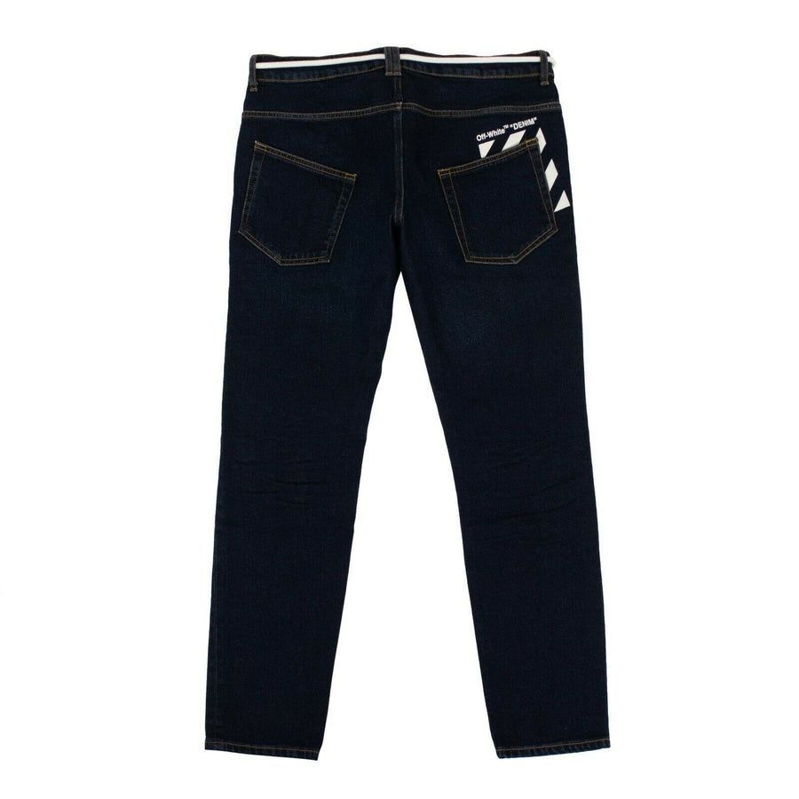 Washed Skinny Denim Pants - Dark Blue